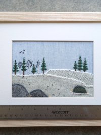 Downeast Winter Landscape 8" x 10" Hand Embroidered Crewel Wall Art