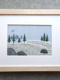 Downeast Winter Landscape 8" x 10" Hand Embroidered Crewel Wall Art
