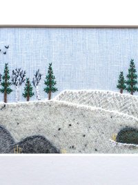 Downeast Winter Landscape 8" x 10" Hand Embroidered Crewel Wall Art