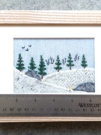Downeast Winter 5" x 7" Landscape Hand Embroidered Crewel Wall Art