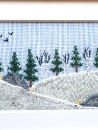 Downeast Winter 5" x 7" Landscape Hand Embroidered Crewel Wall Art
