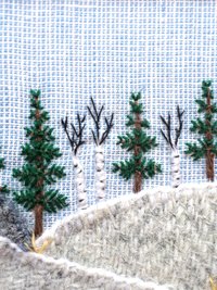 Downeast Winter 5" x 7" Landscape Hand Embroidered Crewel Wall Art