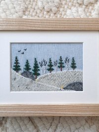 Downeast Winter 5" x 7" Landscape Hand Embroidered Crewel Wall Art