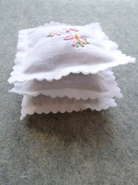 Lavender Sachet Hand Embroidered with Pink Flowers