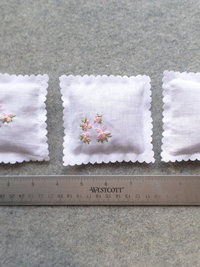 Lavender Sachet Hand Embroidered with Pink Flowers