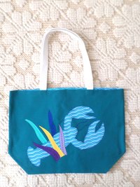Maine Lobster & Seaweed Hand Embroidered Canvas Tote Bag - MEDIUM