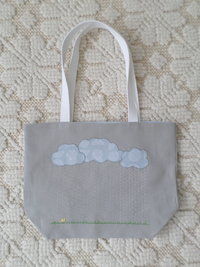Rainy Day Hand Embroidered Canvas Tote Bag - SMALL