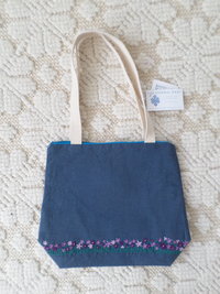 Wildflowers Hand Embroidered Linen Shoulder Tote Bag