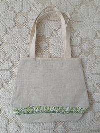 Wildflowers Hand Embroidered Linen Shoulder Tote Bag