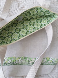 Wildflowers Hand Embroidered Linen Shoulder Tote Bag