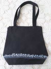 Wildflowers Hand Embroidered Linen Shoulder Tote Bag