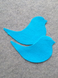 Cut Felt Bird Shapes, 12 Blue Bird Pieces