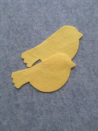 Cut Felt Bird Shapes, 12 Yellow Bird Pieces