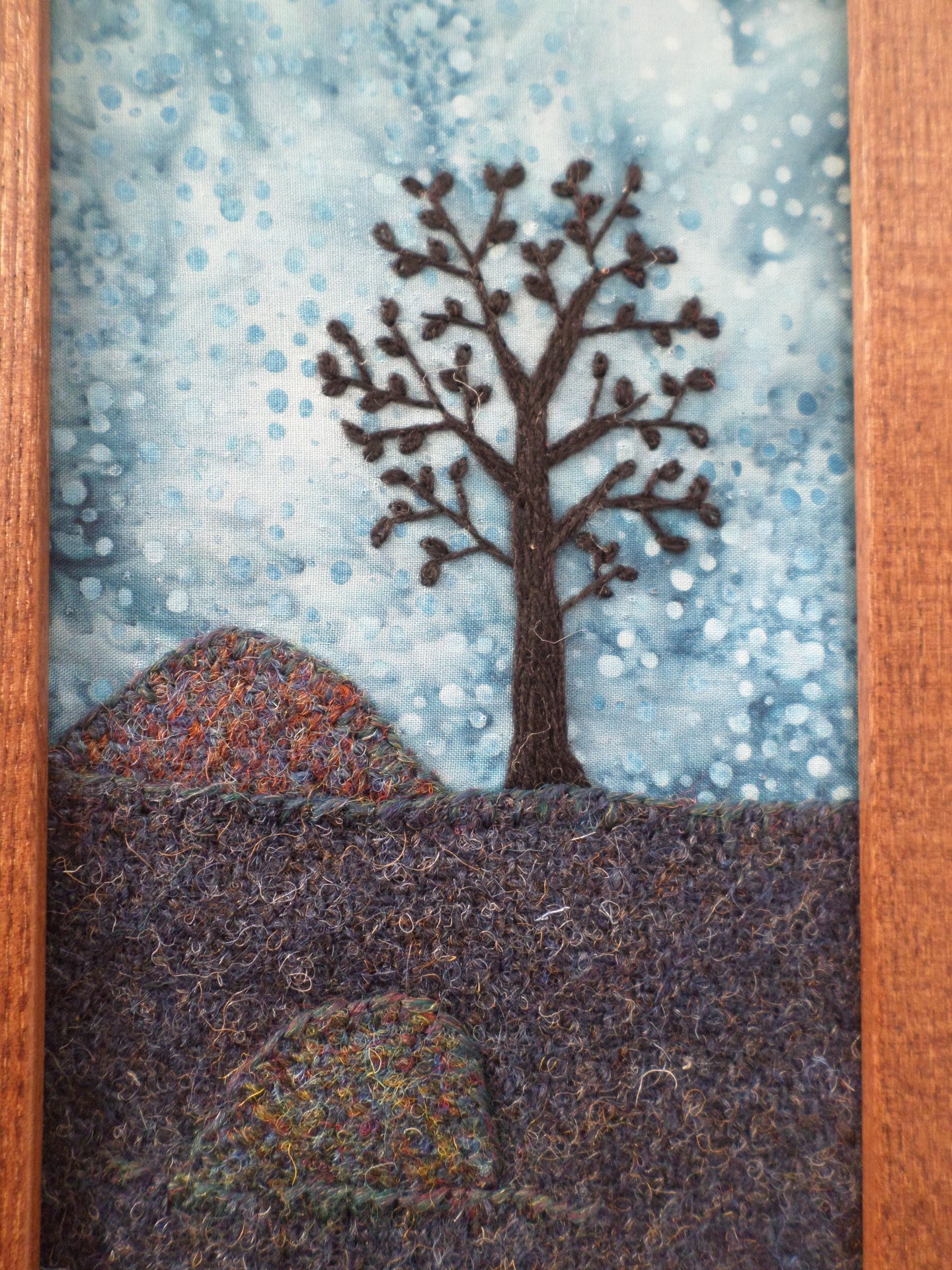 Downeast Night 5" x 8" Hand-Embroidered Crewel Wall Art
