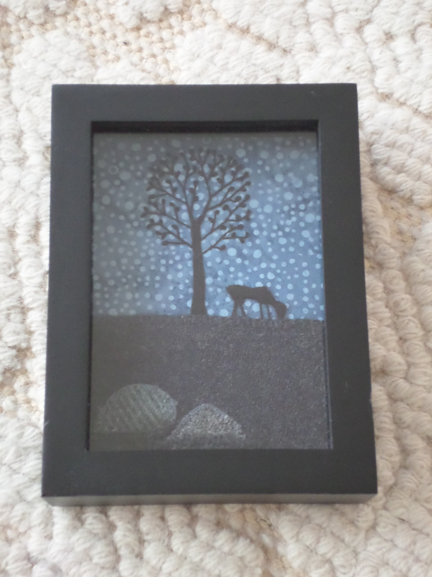 Downeast Night 6" x 8" Hand-Embroidered Crewel Wall Art