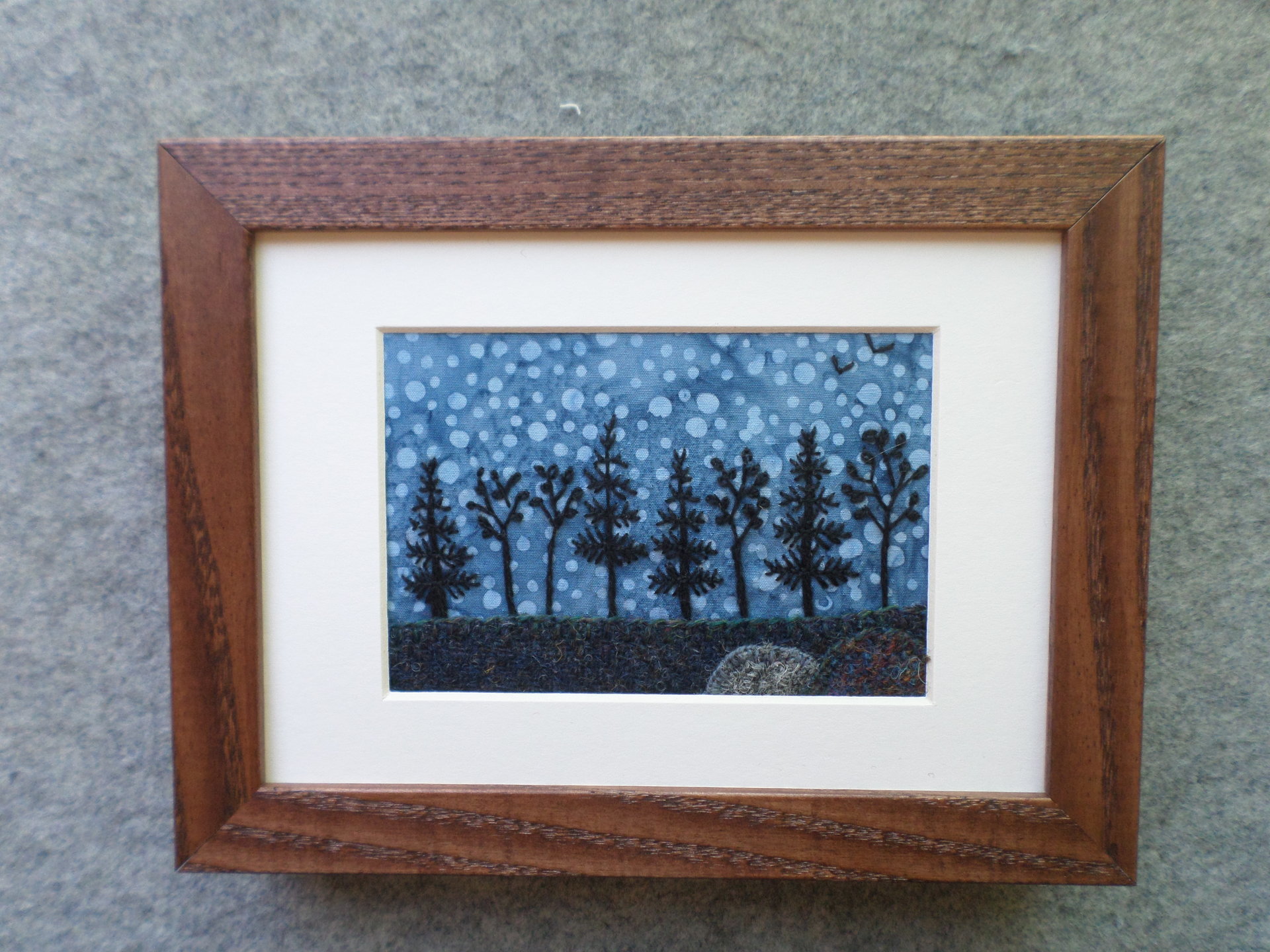 5" x 7" Downeast Night Hand-Embroidered Crewel Wall Art