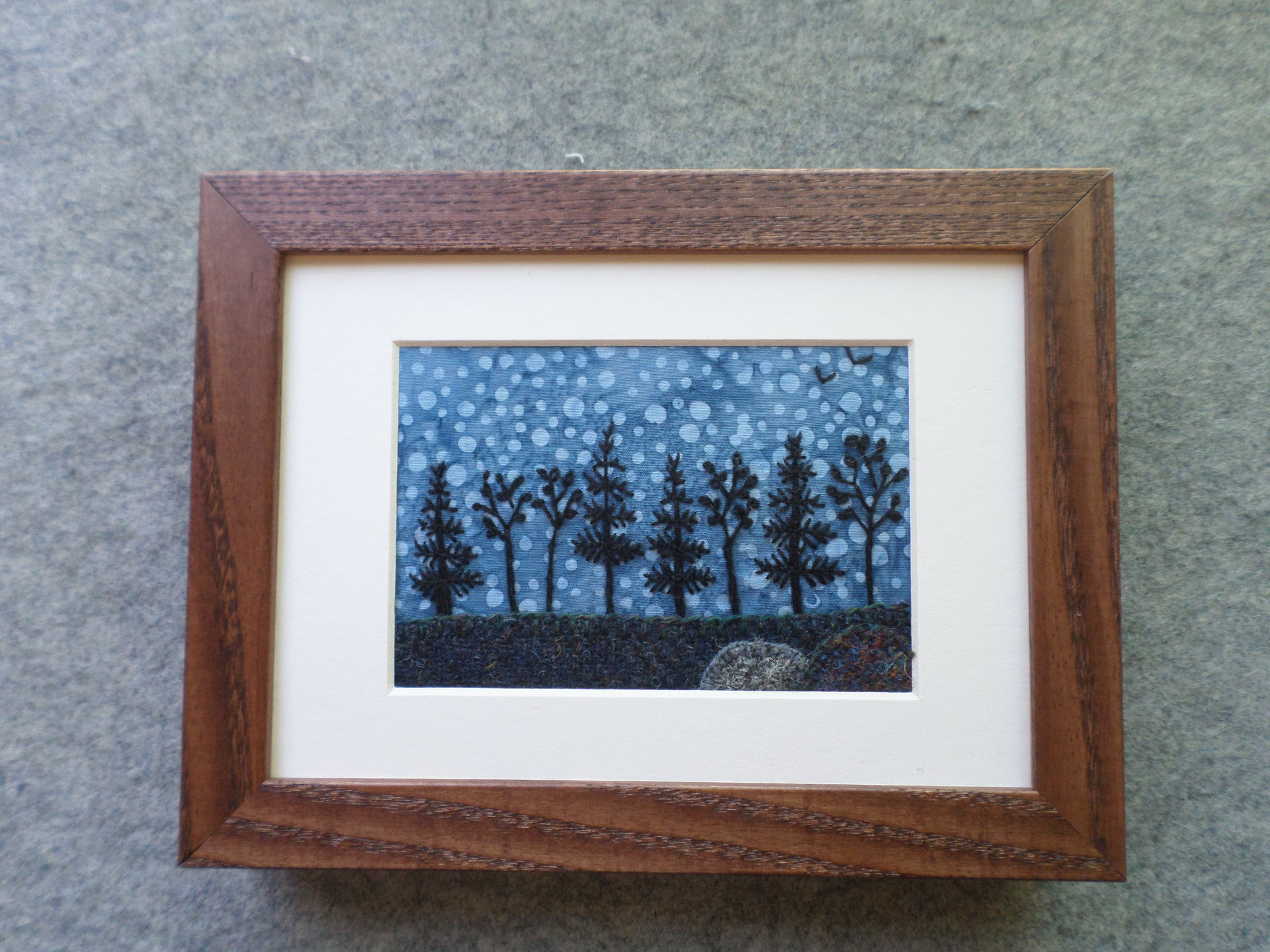5" x 7" Downeast Night Hand-Embroidered Crewel Wall Art
