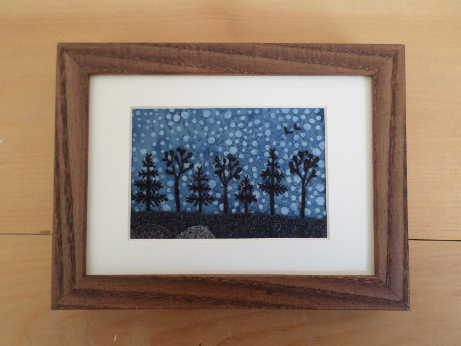 5" x 7" Downeast Night Hand-Embroidered Crewel Wall Art