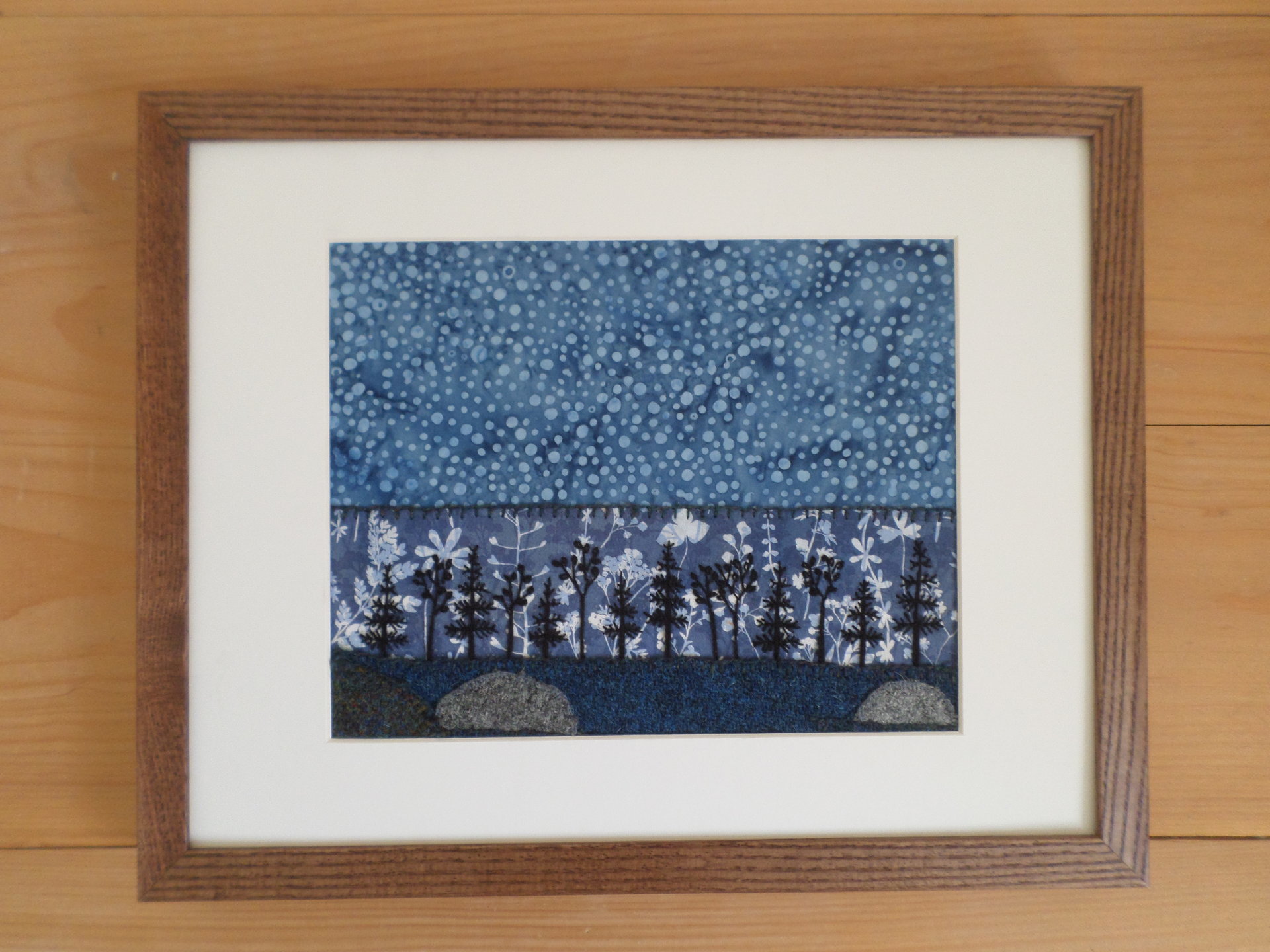 11" x 14" Downeast Night Hand-Embroidered Crewel Wall Art