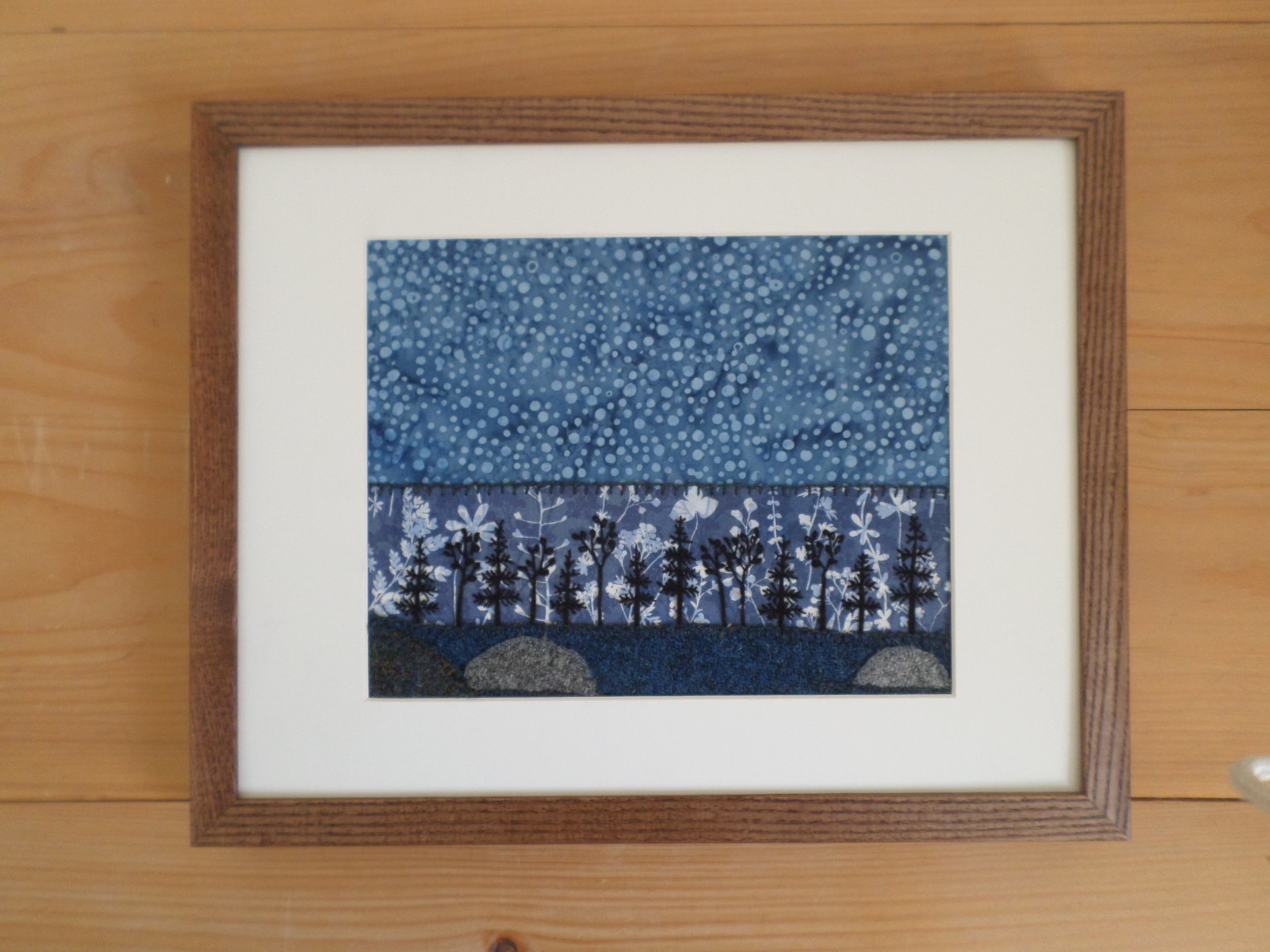 11" x 14" Downeast Night Hand-Embroidered Crewel Wall Art
