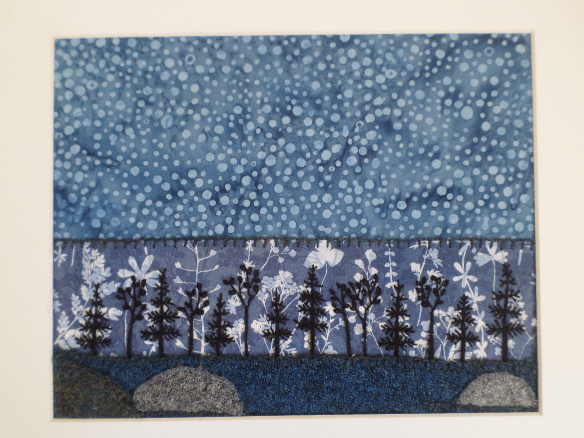 11" x 14" Downeast Night Hand-Embroidered Crewel Wall Art