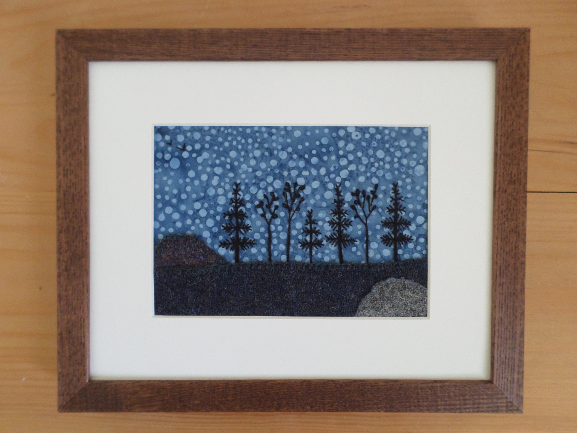 8" x 10" Downeast Night Hand-Embroidered Crewel Wall Art