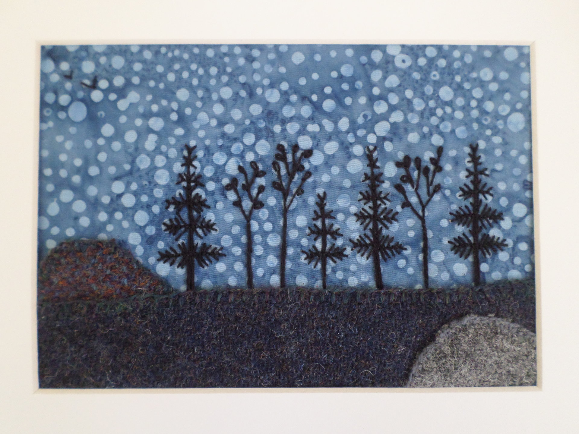 8" x 10" Downeast Night Hand-Embroidered Crewel Wall Art