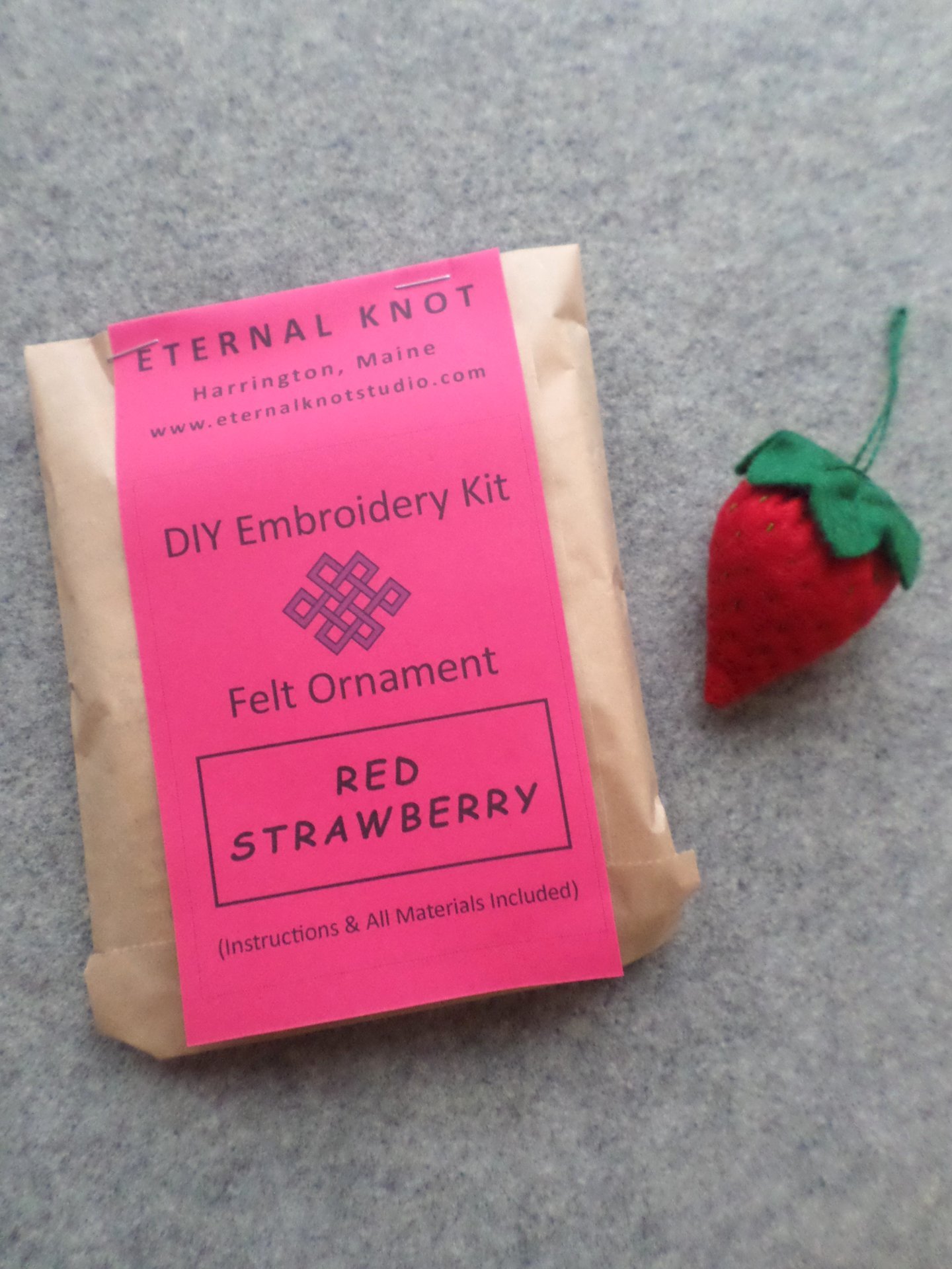 Strawberry Felt Holiday Ornament DIY Kit 