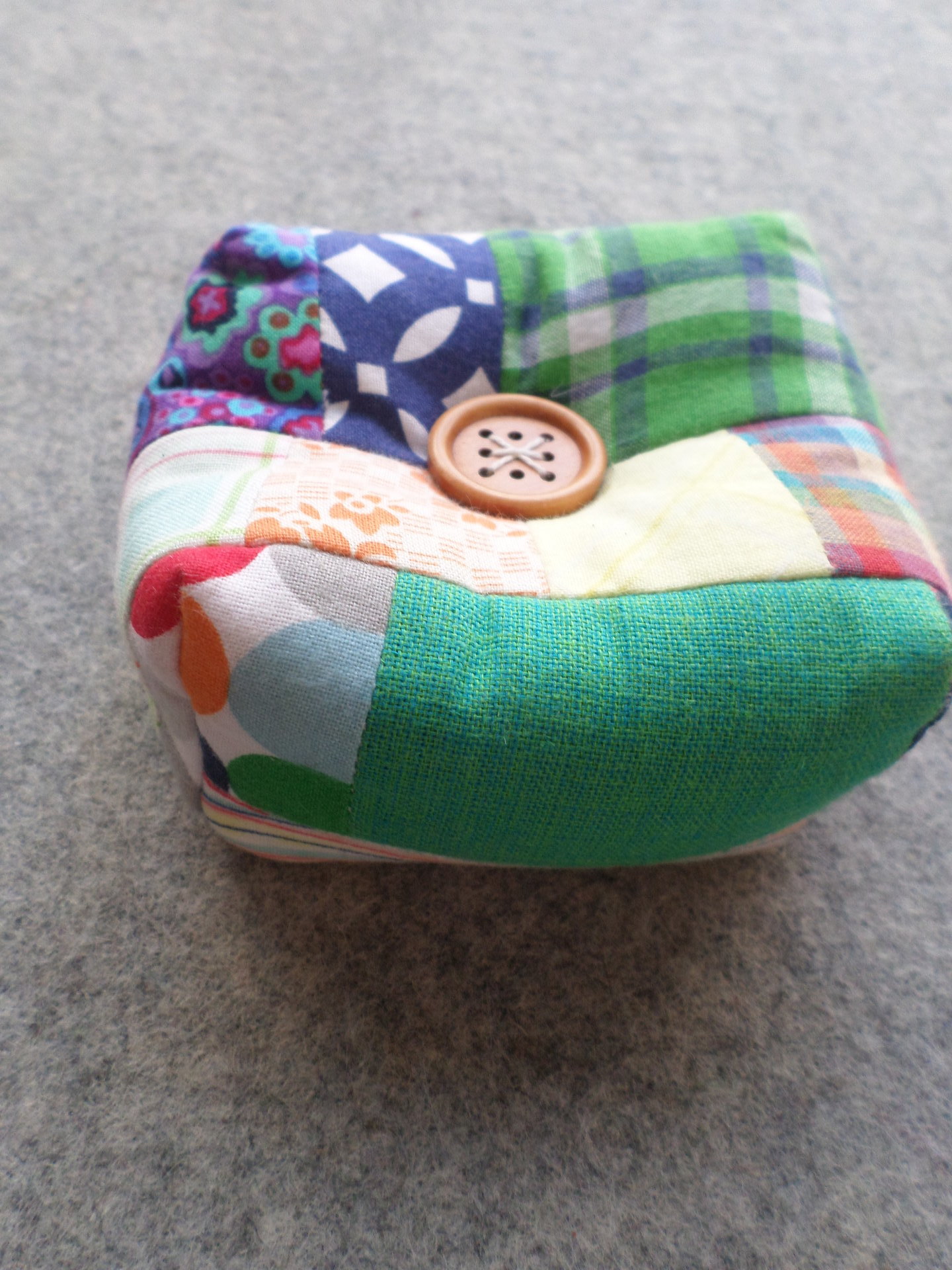 Square Patchwork Pincusion Primary Colors