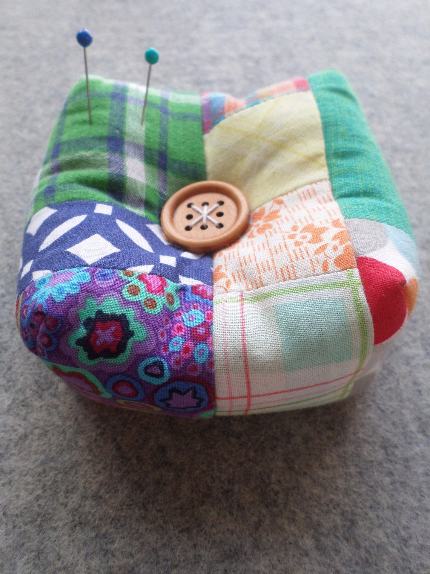 Square Patchwork Pincusion Primary Colors