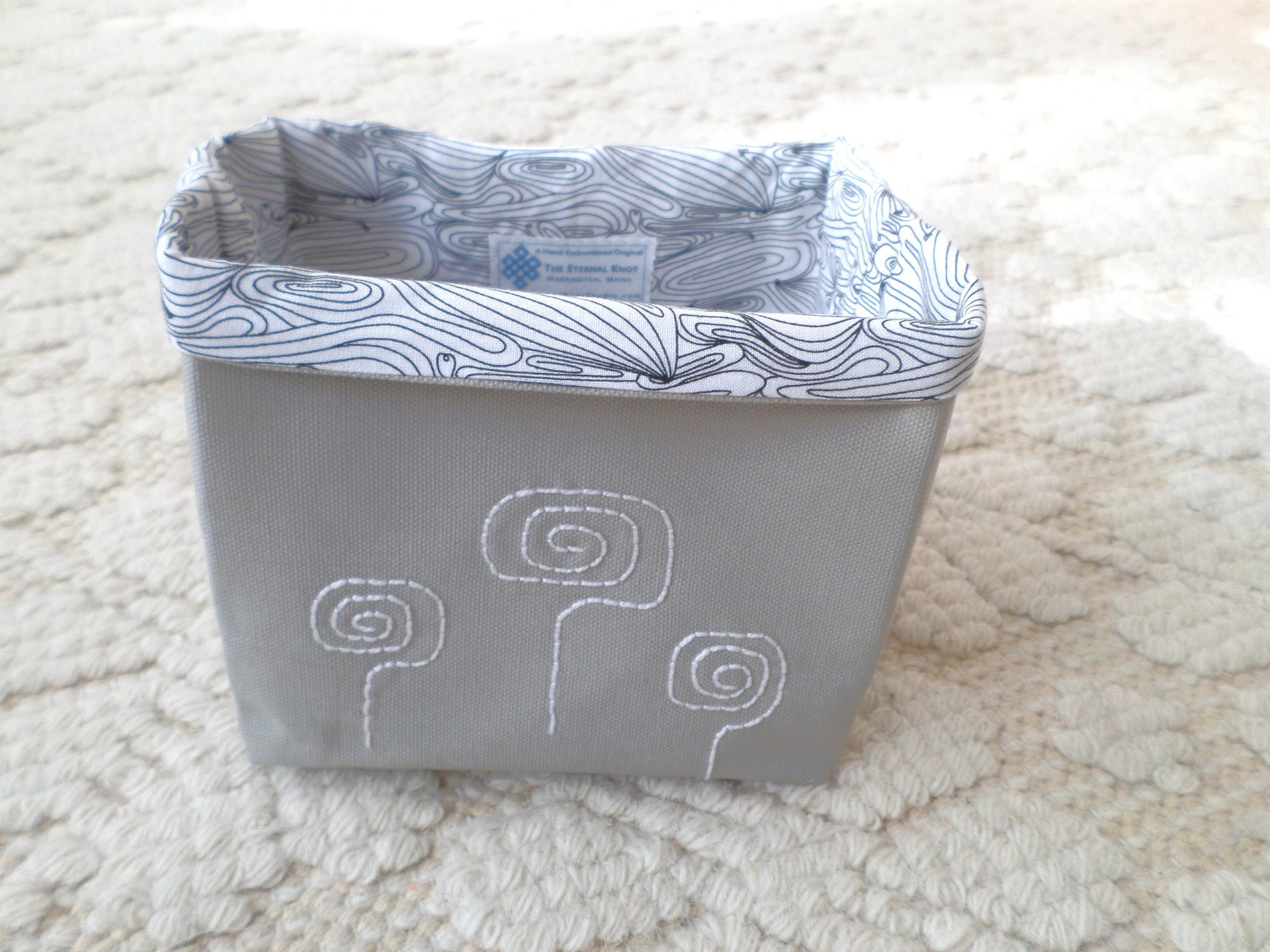 Hand Embroidered Canvas Fabric Basket