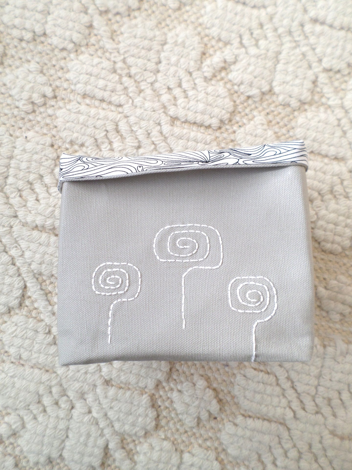 Hand Embroidered Canvas Fabric Basket