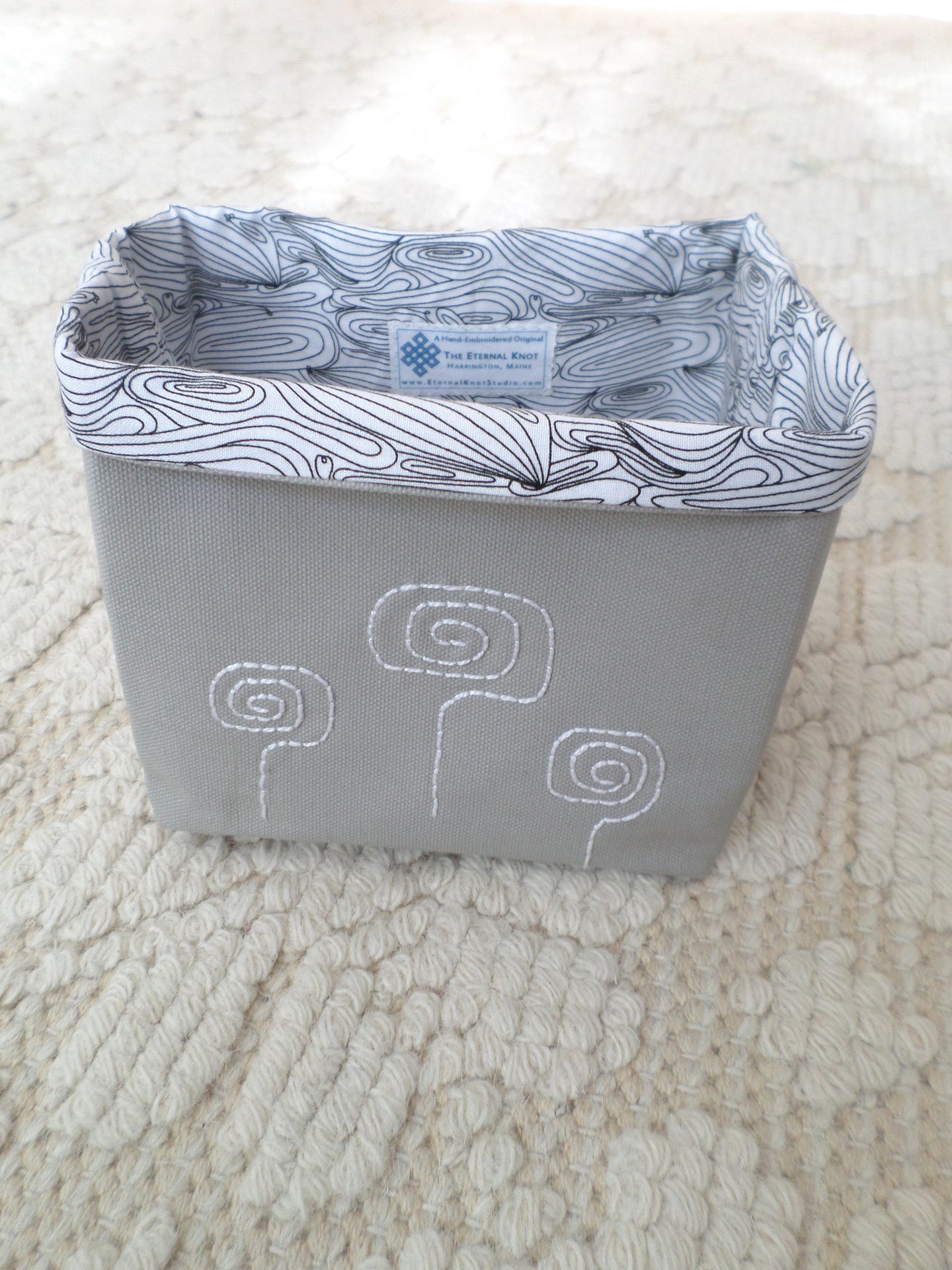 Hand Embroidered Canvas Fabric Basket