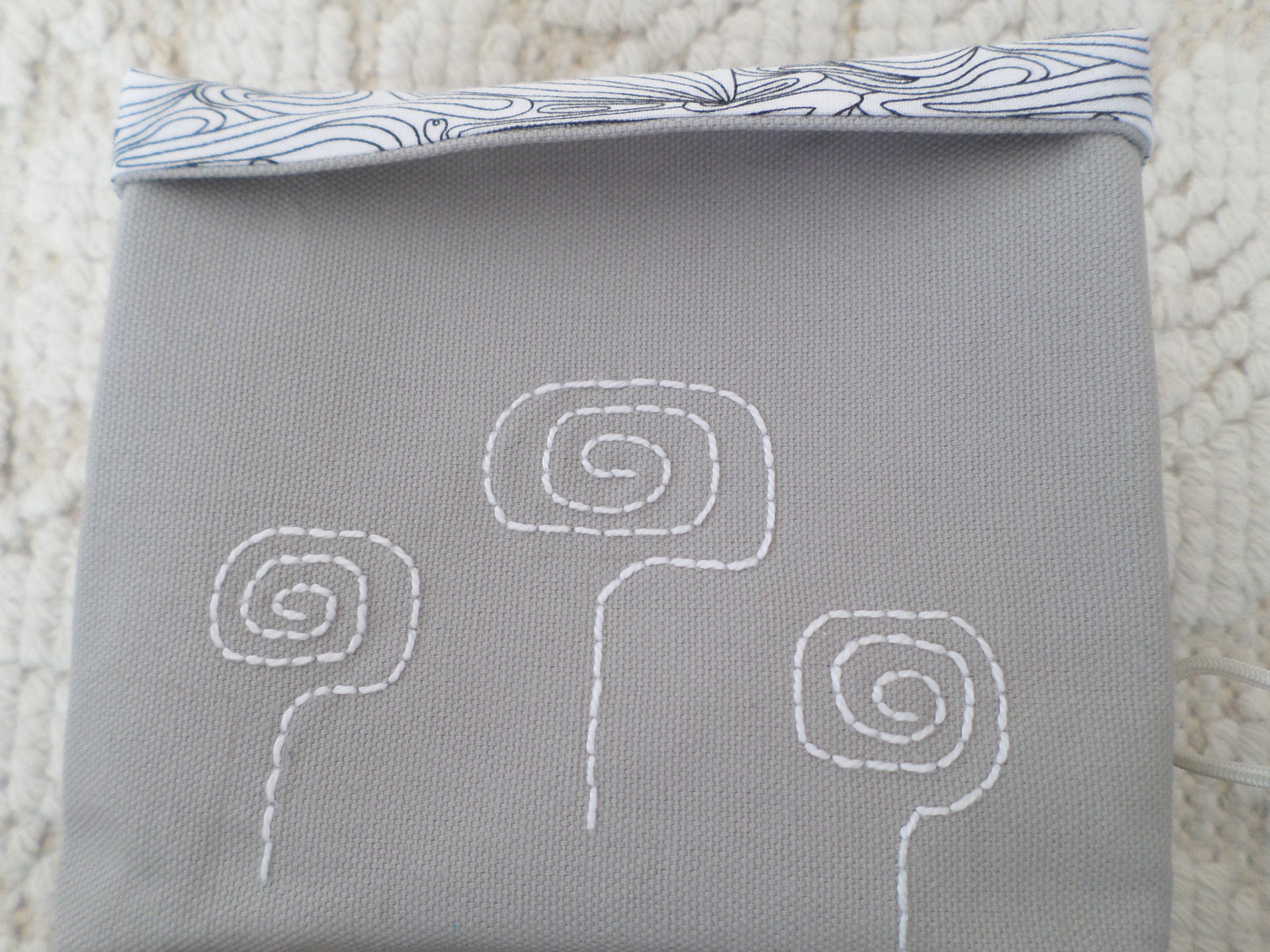Hand Embroidered Canvas Fabric Basket