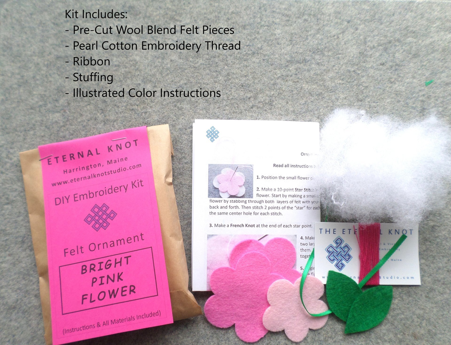 Purple Violet Flower Felt Holiday Ornament DIY Kit 