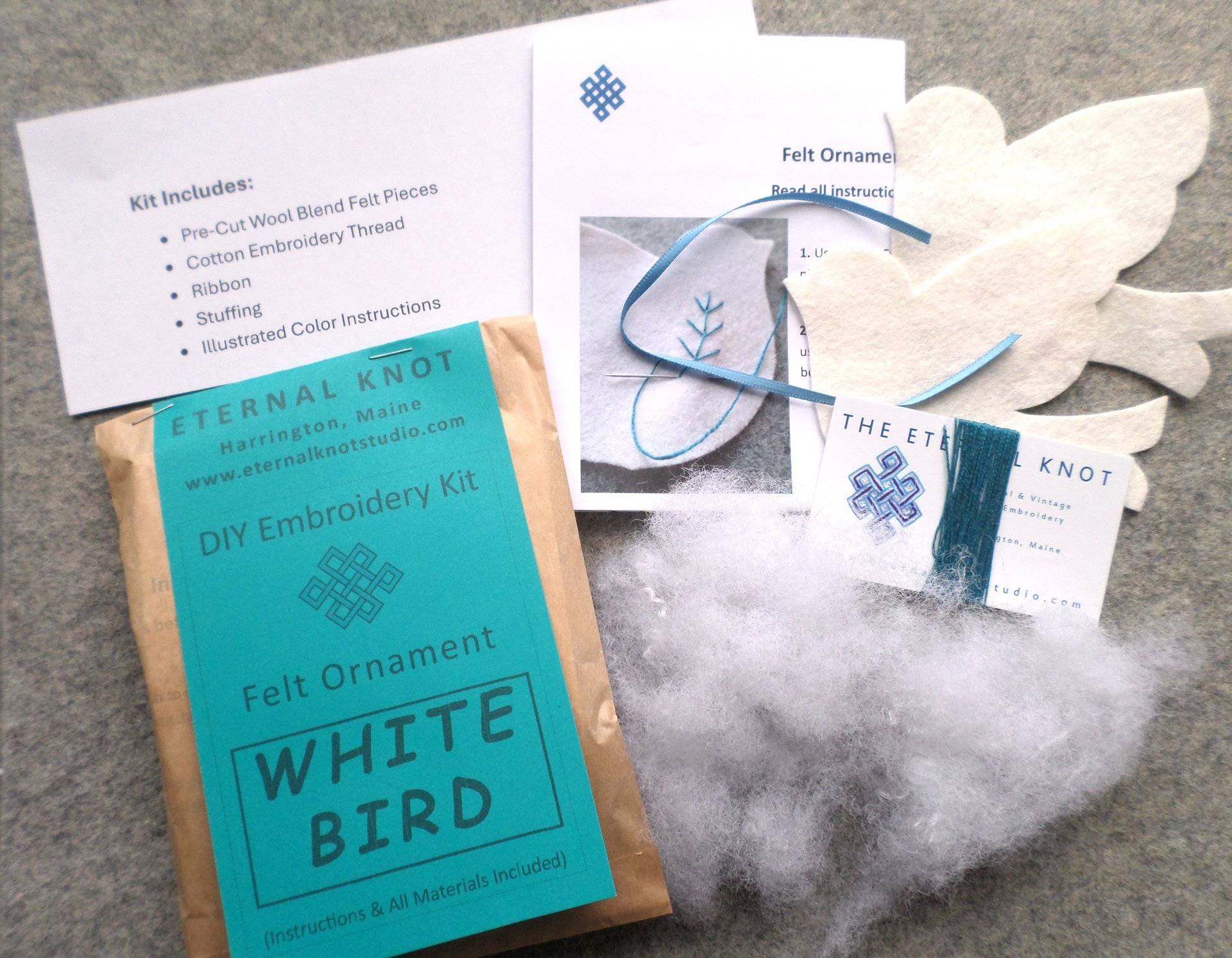 White Dove Felt Holiday Ornament DIY Kit 