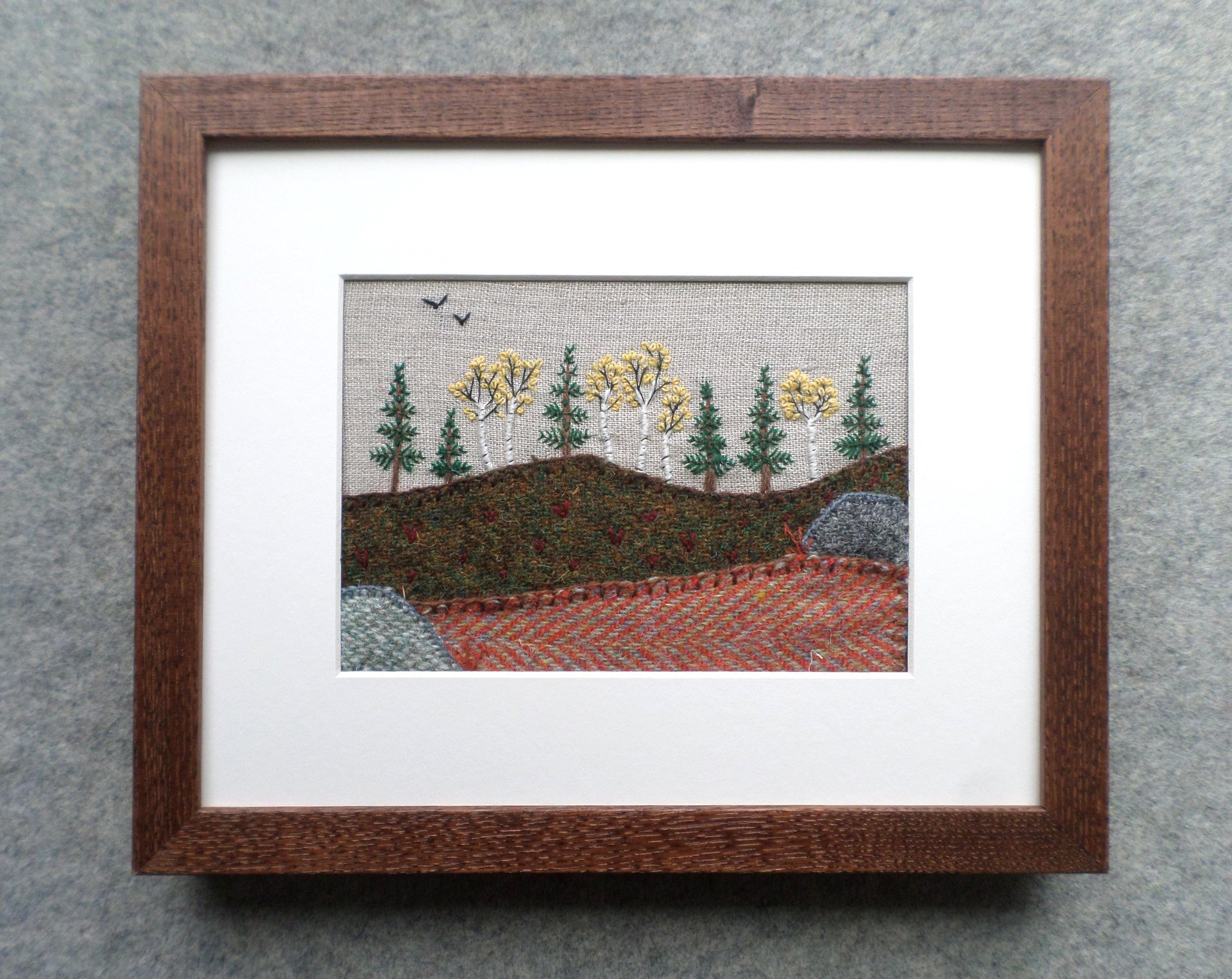 Downeast Autumn 8" x 10" Hand-Embroidered Crewel Wall Art