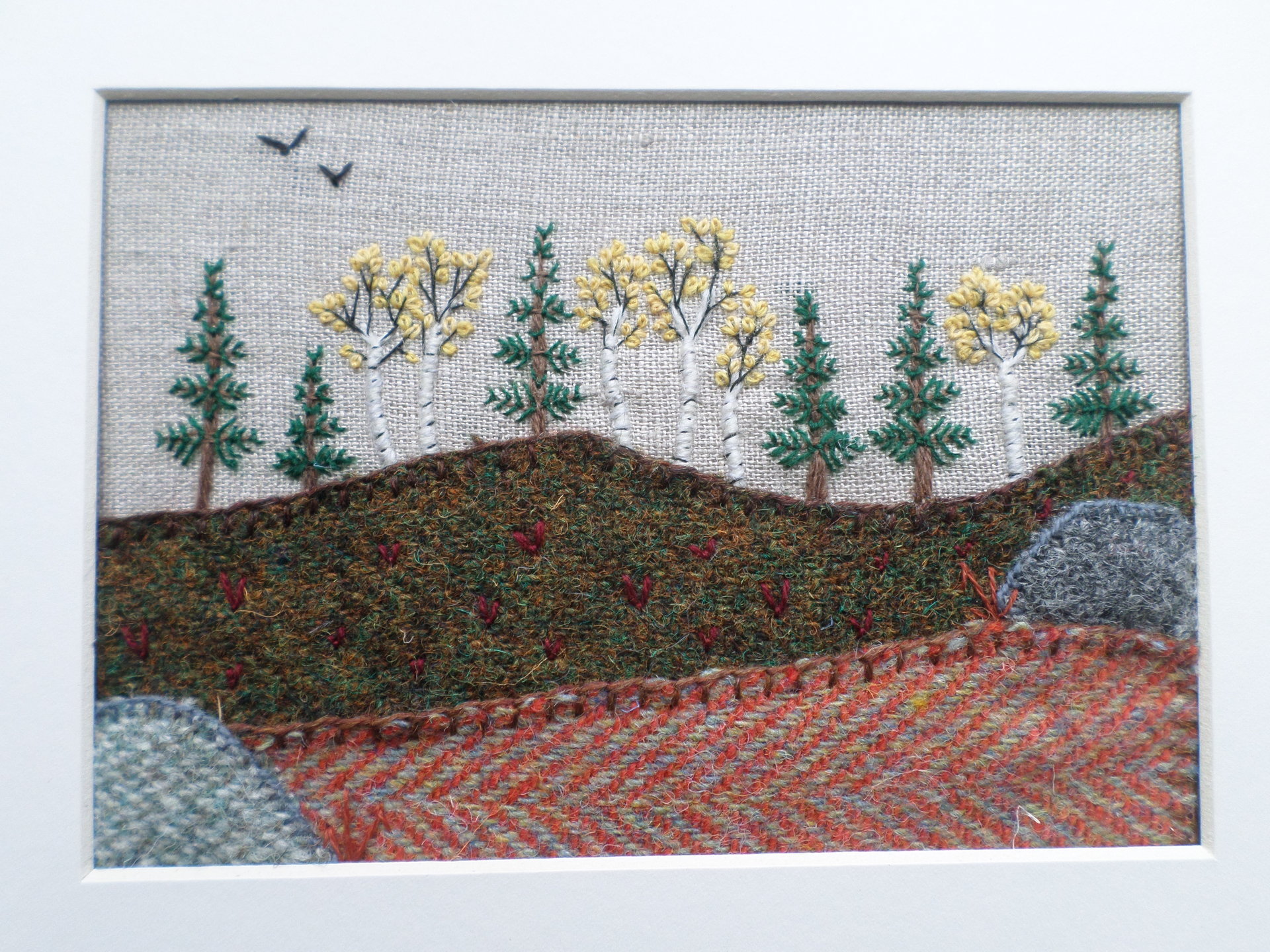 Downeast Autumn 8" x 10" Hand-Embroidered Crewel Wall Art