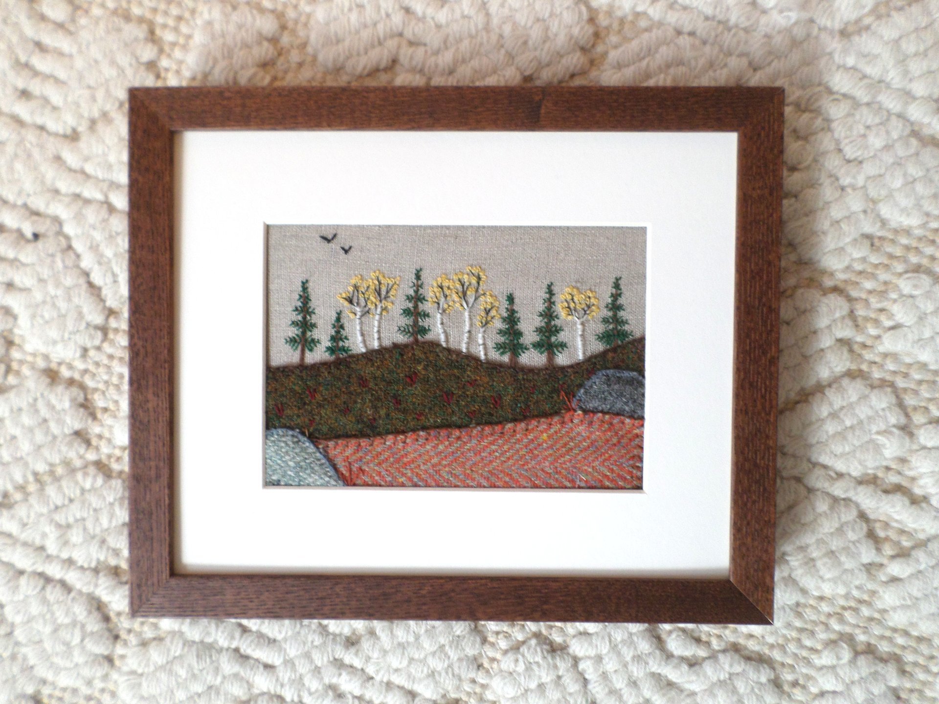 Downeast Autumn 8" x 10" Hand-Embroidered Crewel Wall Art