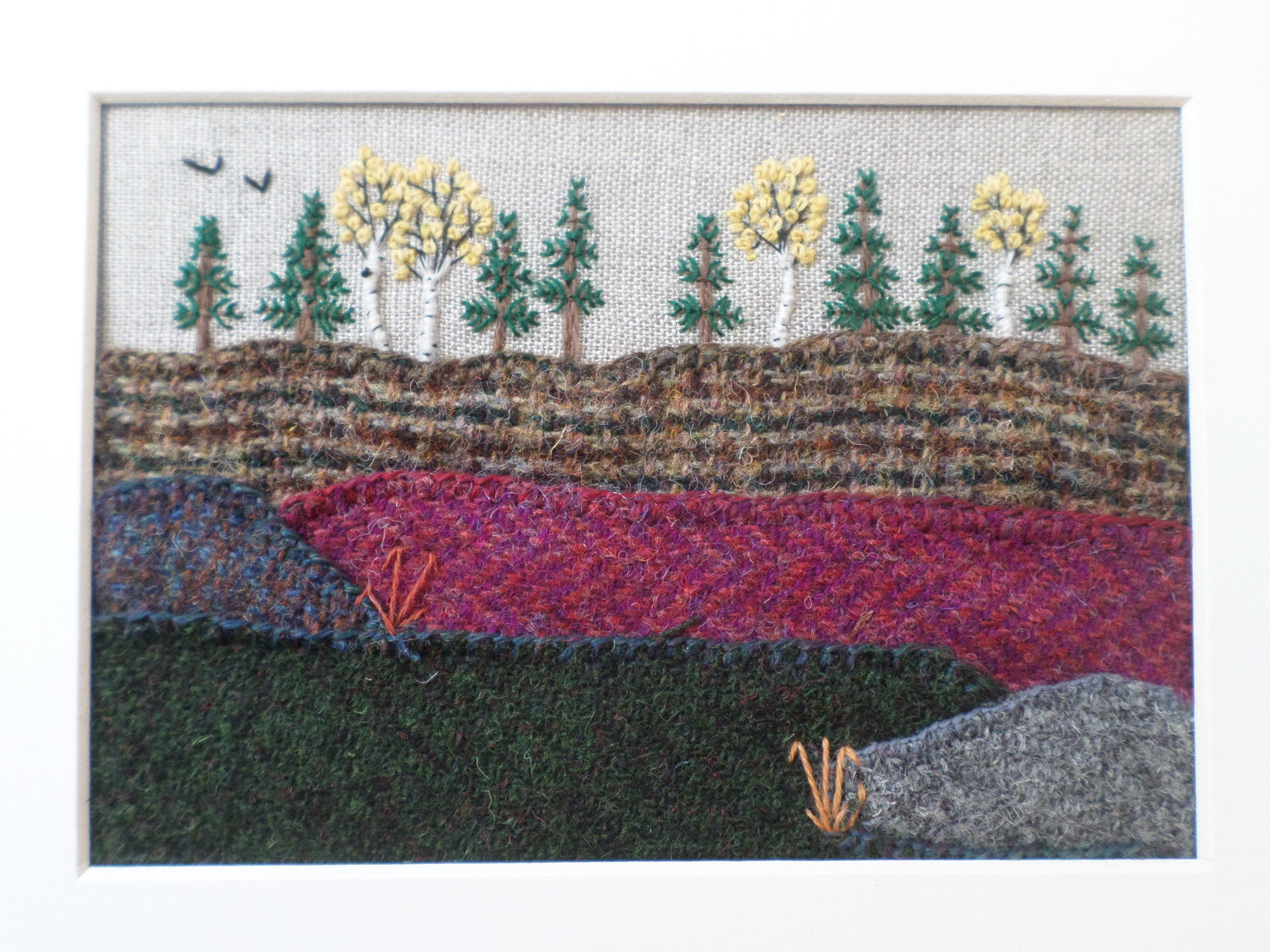 Downeast Autumn 8" x 10" Hand-Embroidered Crewel Wall Art