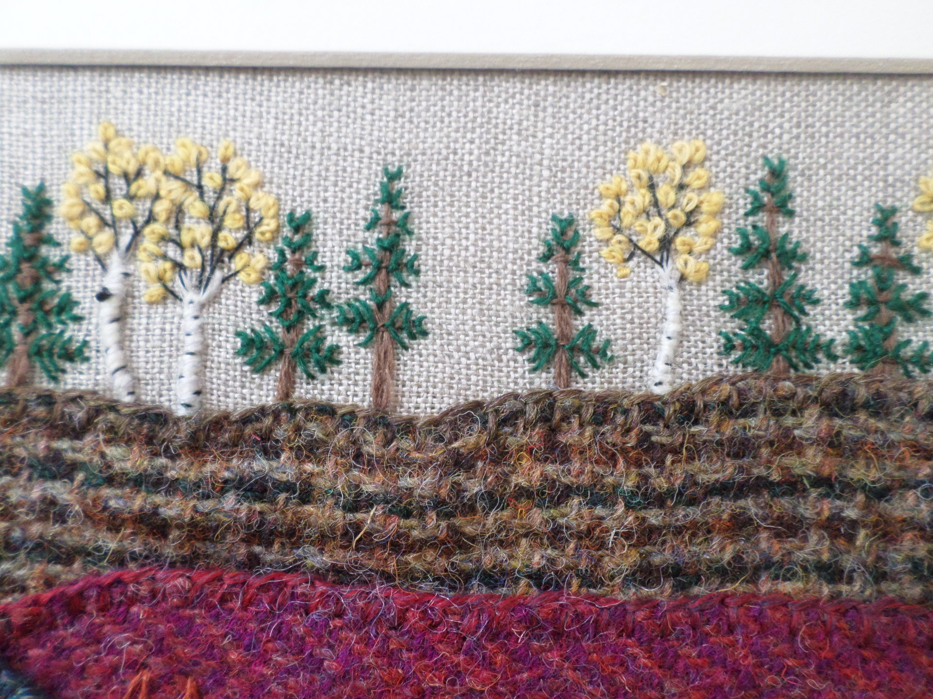 Downeast Autumn 8" x 10" Hand-Embroidered Crewel Wall Art