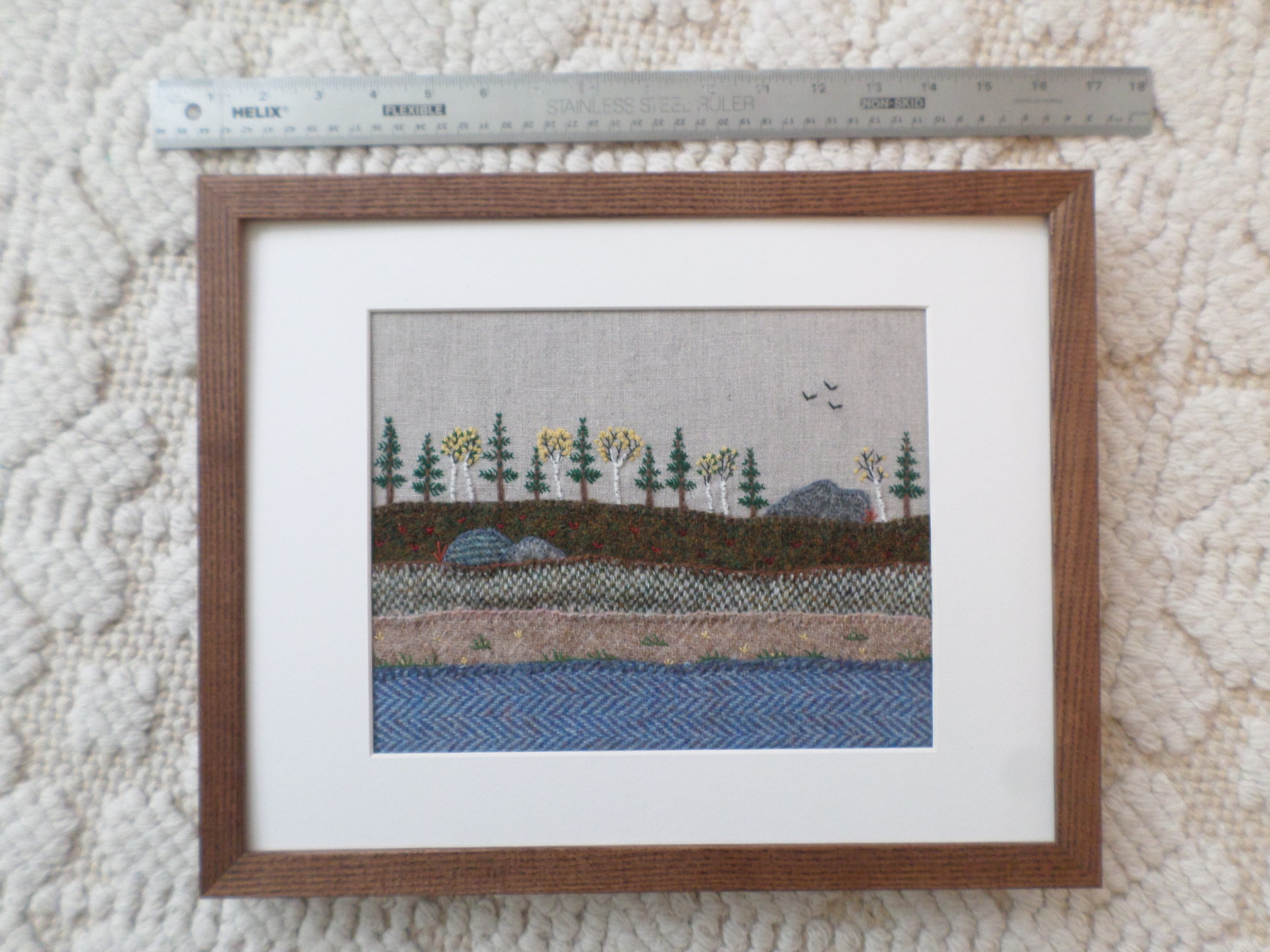 11" x 14" Downeast Autumn Hand-Embroidered Crewel Wall Art