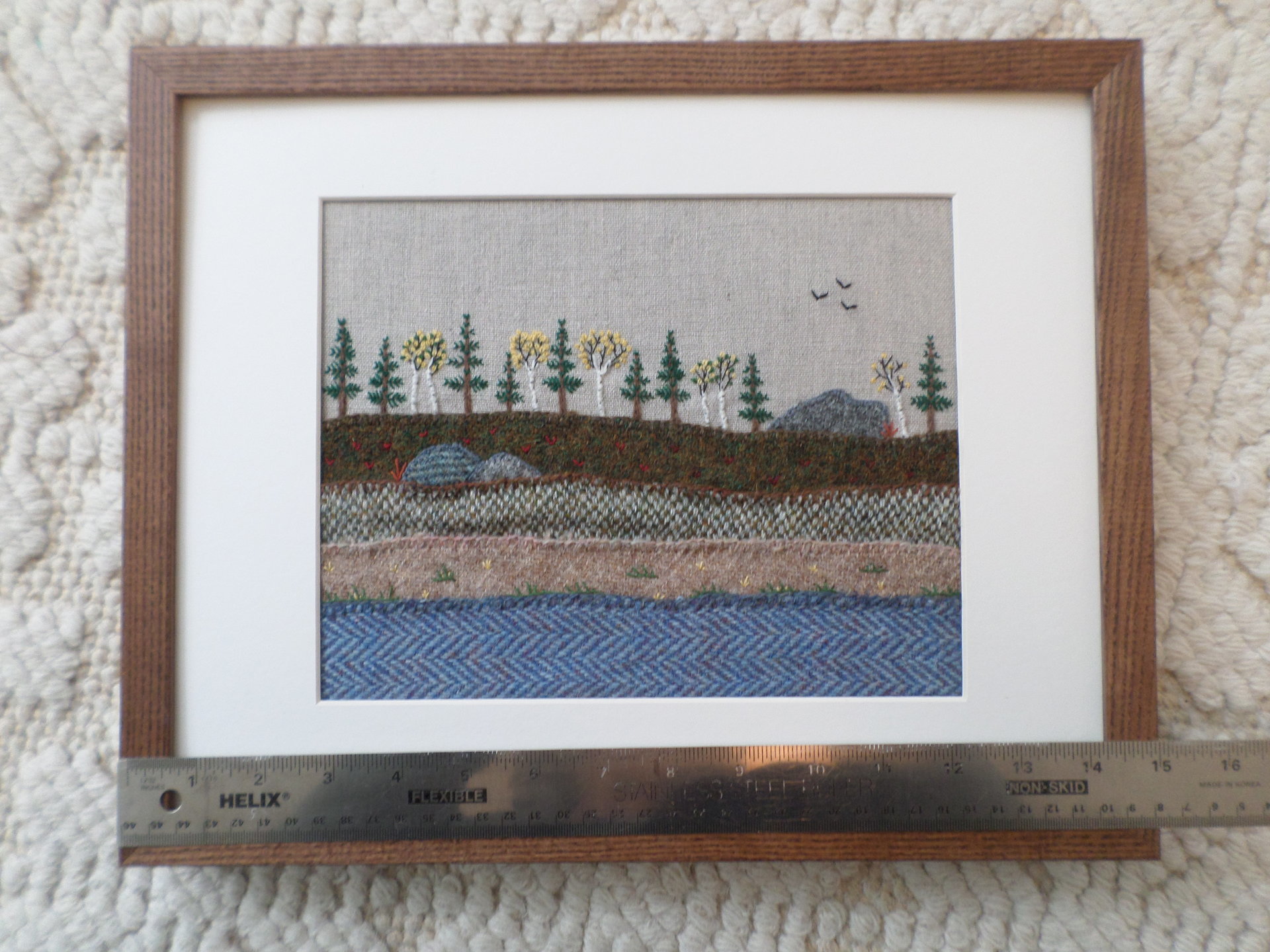 11" x 14" Downeast Autumn Hand-Embroidered Crewel Wall Art