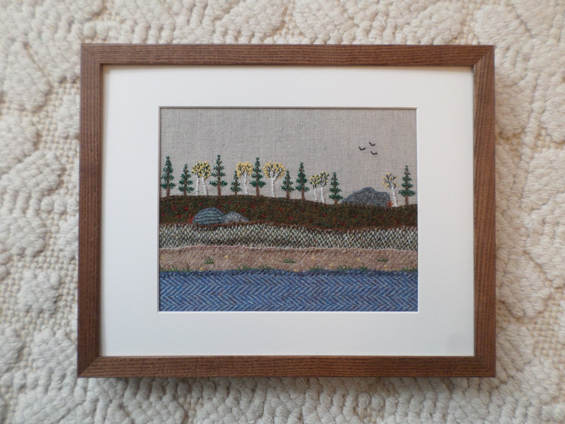 11" x 14" Downeast Autumn Hand-Embroidered Crewel Wall Art