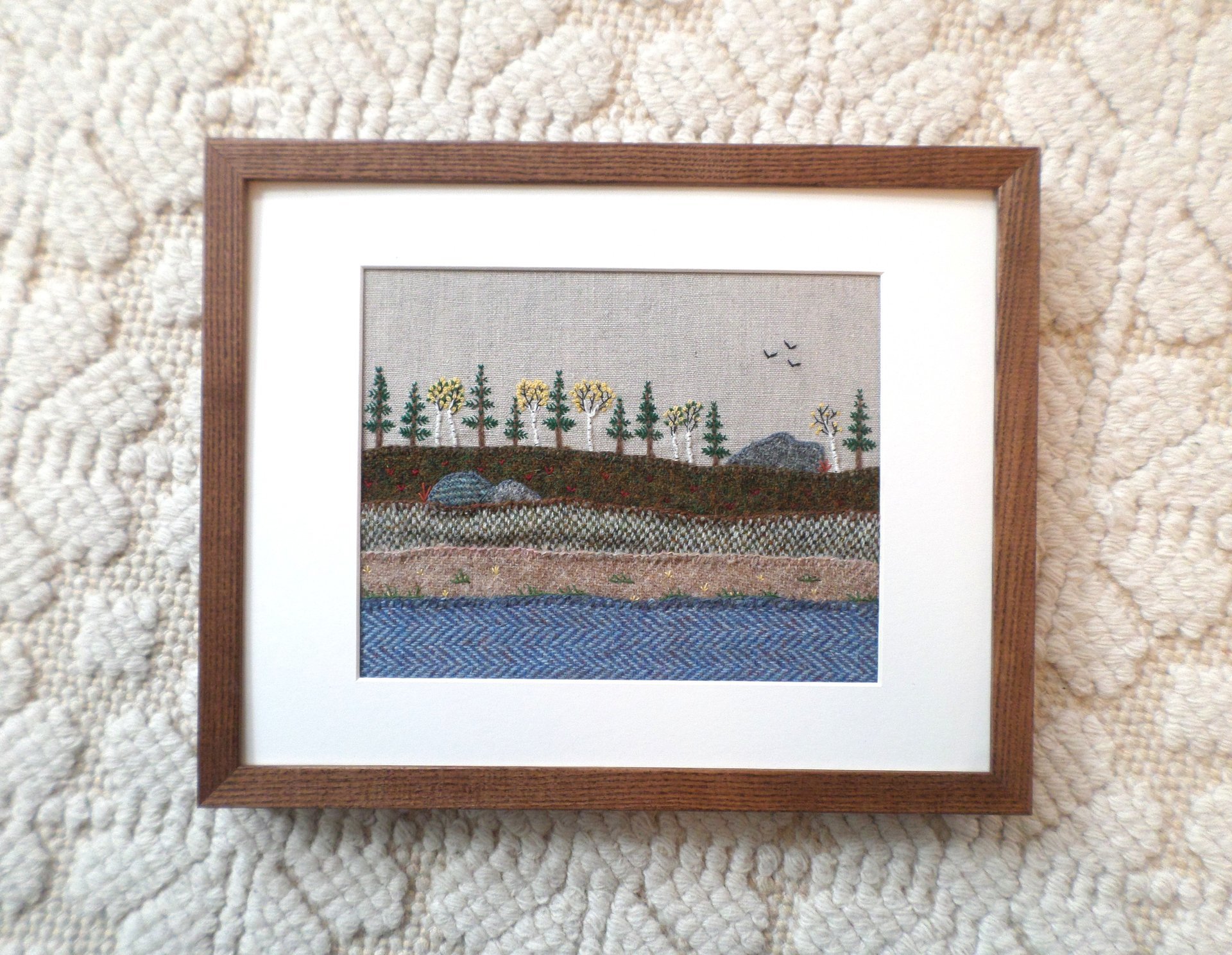 11" x 14" Downeast Autumn Hand-Embroidered Crewel Wall Art