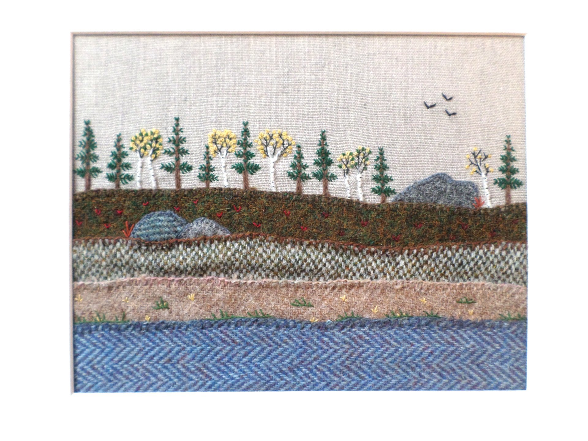 11" x 14" Downeast Autumn Hand-Embroidered Crewel Wall Art