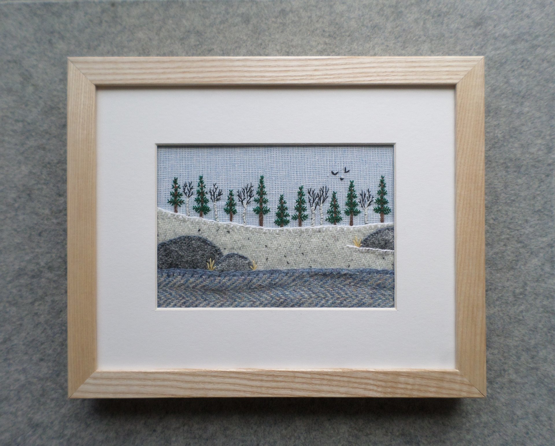 Downeast Winter Landscape 8" x 10" Hand Embroidered Crewel Wall Art