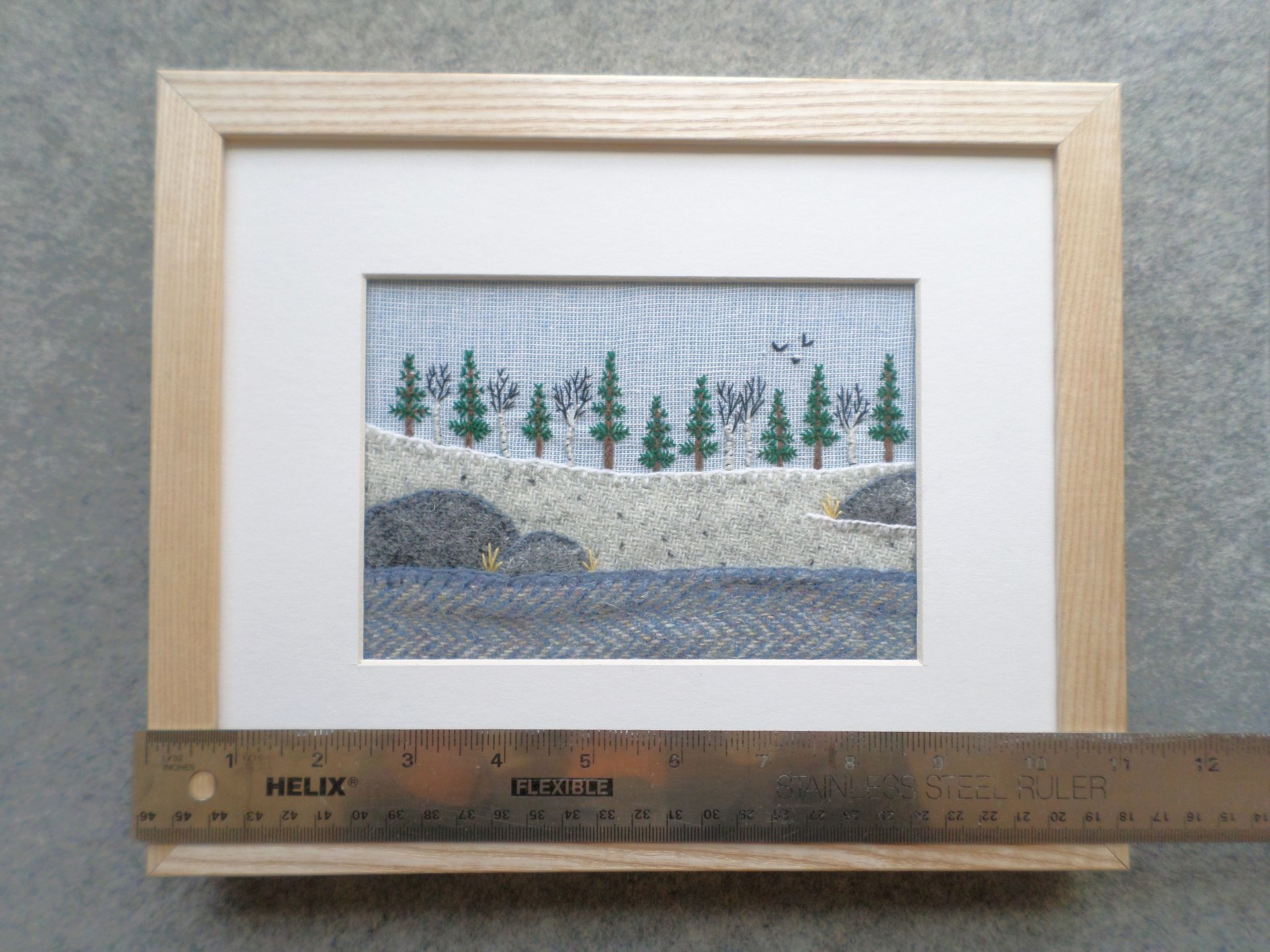 Downeast Winter Landscape 8" x 10" Hand Embroidered Crewel Wall Art