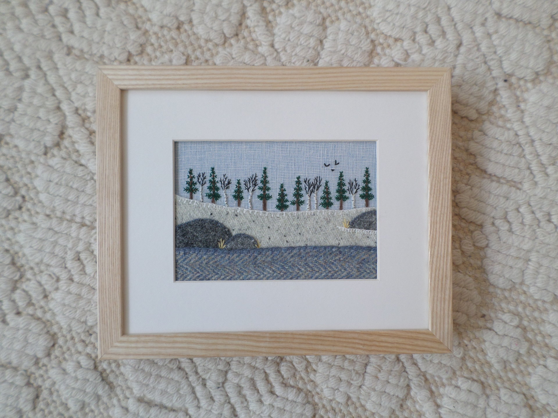 Downeast Winter Landscape 8" x 10" Hand Embroidered Crewel Wall Art