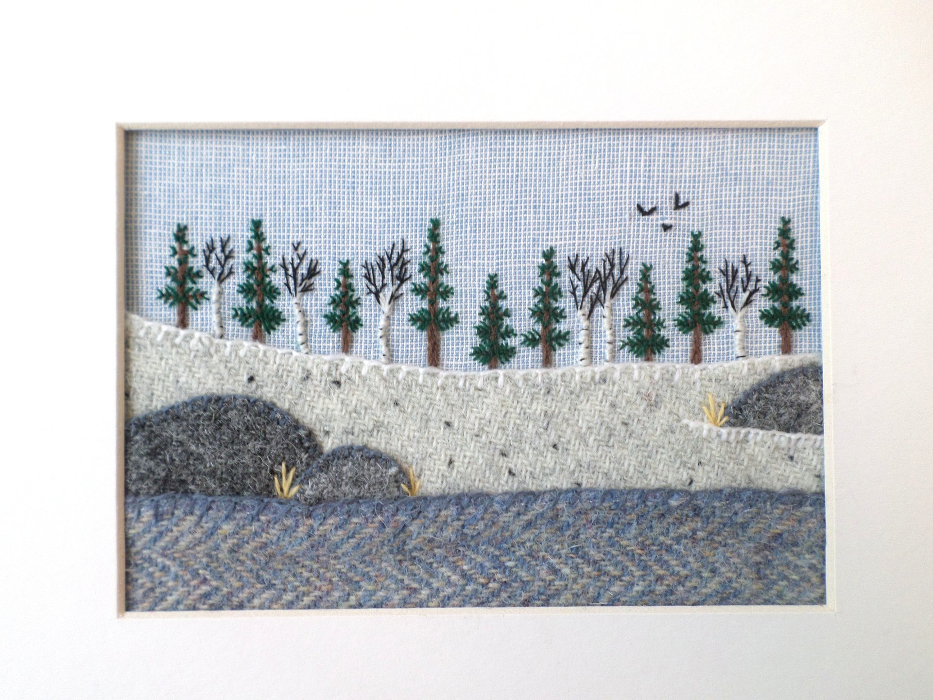 Downeast Winter Landscape 8" x 10" Hand Embroidered Crewel Wall Art